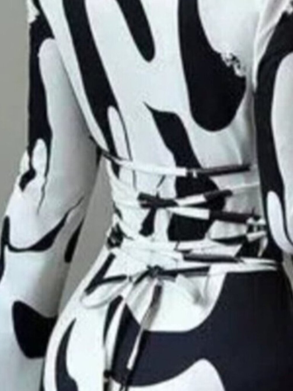 Abstract Print Long Sleeve Maxi Dress